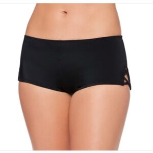 Salt + Cove Juniors' Strappy-Side Swim Boyshorts, Black Size L 10221